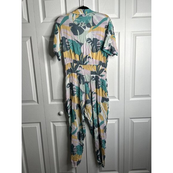 Paradised Scottie Pink Tropical Print Short Sleeve Jumpsuit Women's Size Large L - Picture 4 of 13